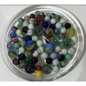 Vintage Estate Marble LOT of 72 Swirl Tiger Eye Shooters Mixed Sizes Styles Vary